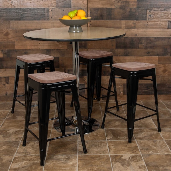 Flash Furniture 24" High Metal Indoor Counter Stool, Black, PK4 4-ET-31320W-24-BK-R-GG - main